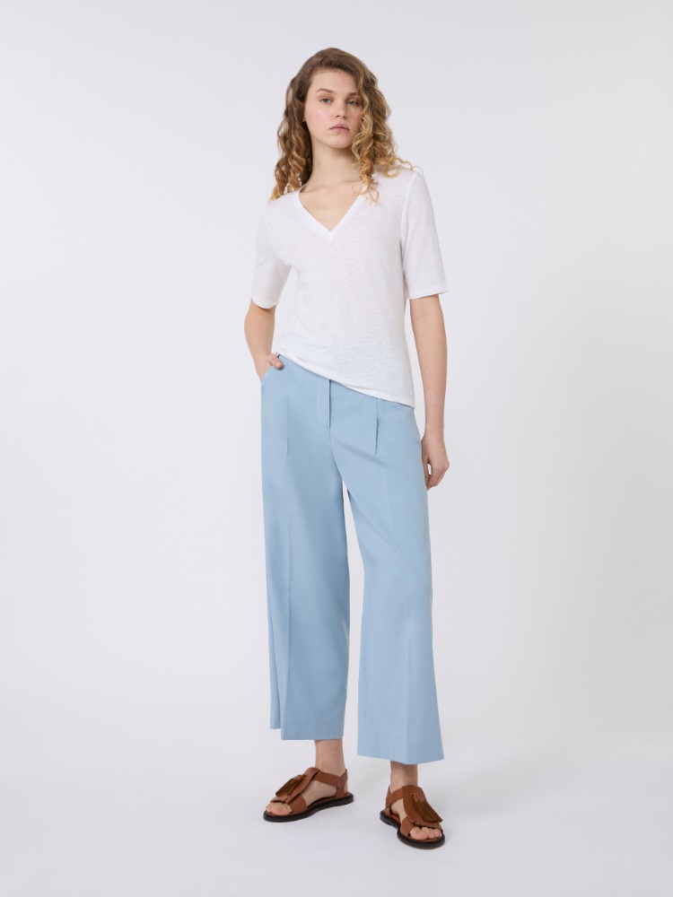 Stretch cotton gabardine trousers - LIGHT BLUE - Max Mara