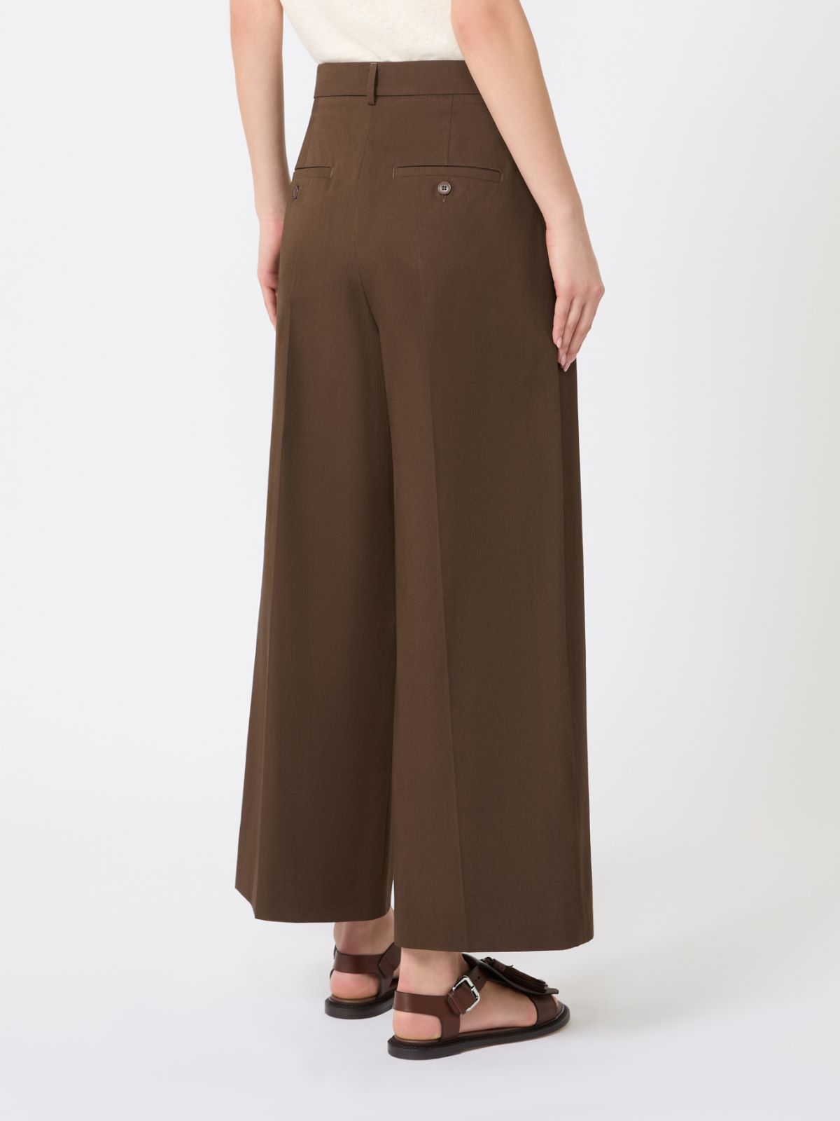 Stretch cotton gabardine trousers - CHOCOLATE - Max Mara - 3