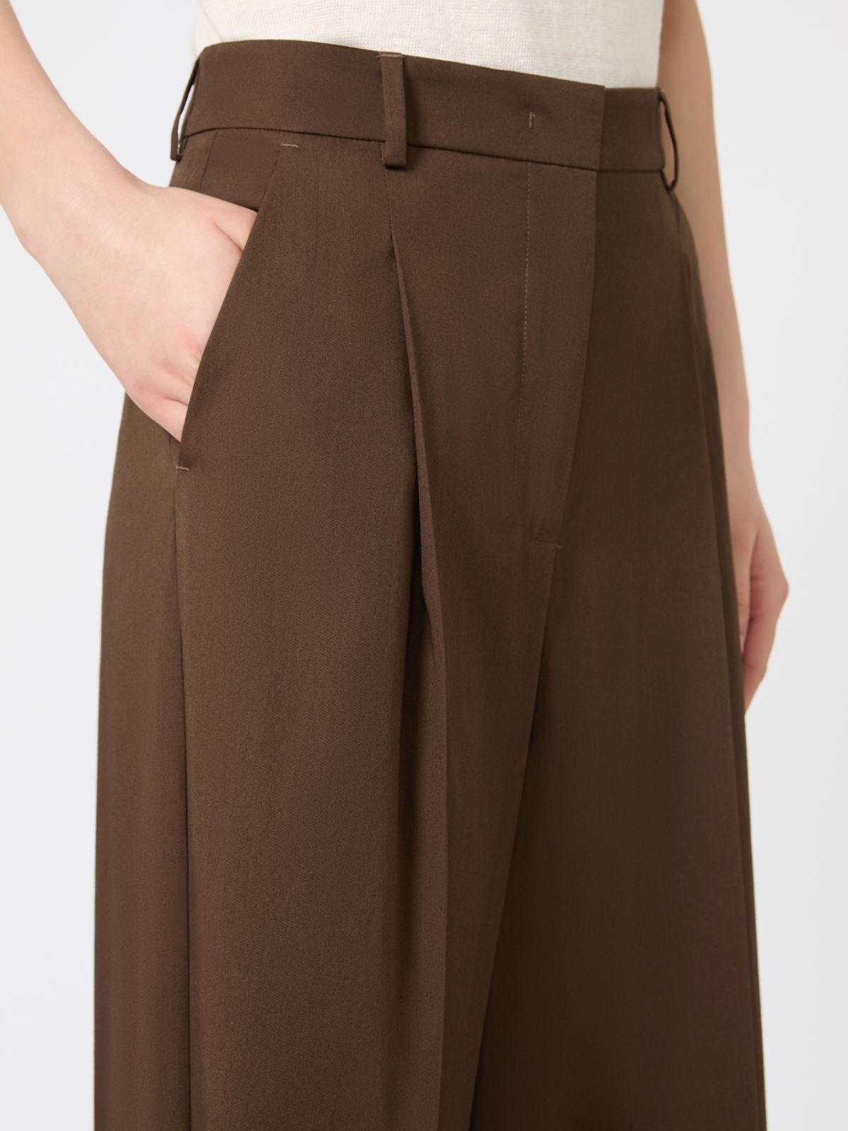 Stretch cotton gabardine trousers - CHOCOLATE - Max Mara - 4