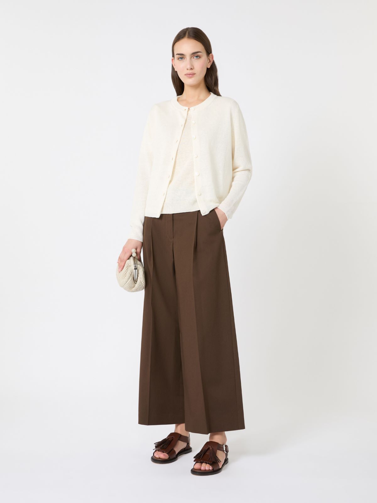 Stretch cotton gabardine trousers + CHOCOLATE - Max Mara