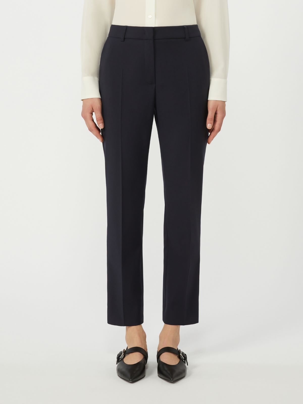 Pantalone a sigaretta in lana stretch - BLU - Max Mara - 4