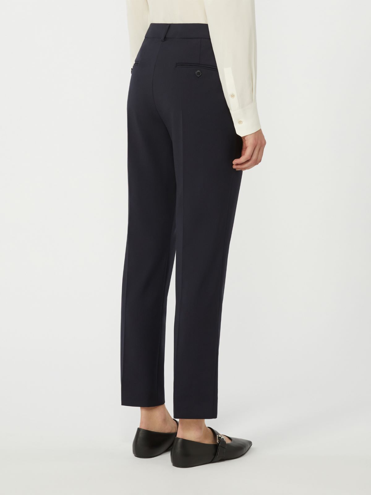 Pantalone a sigaretta in lana stretch - BLU - Max Mara - 4