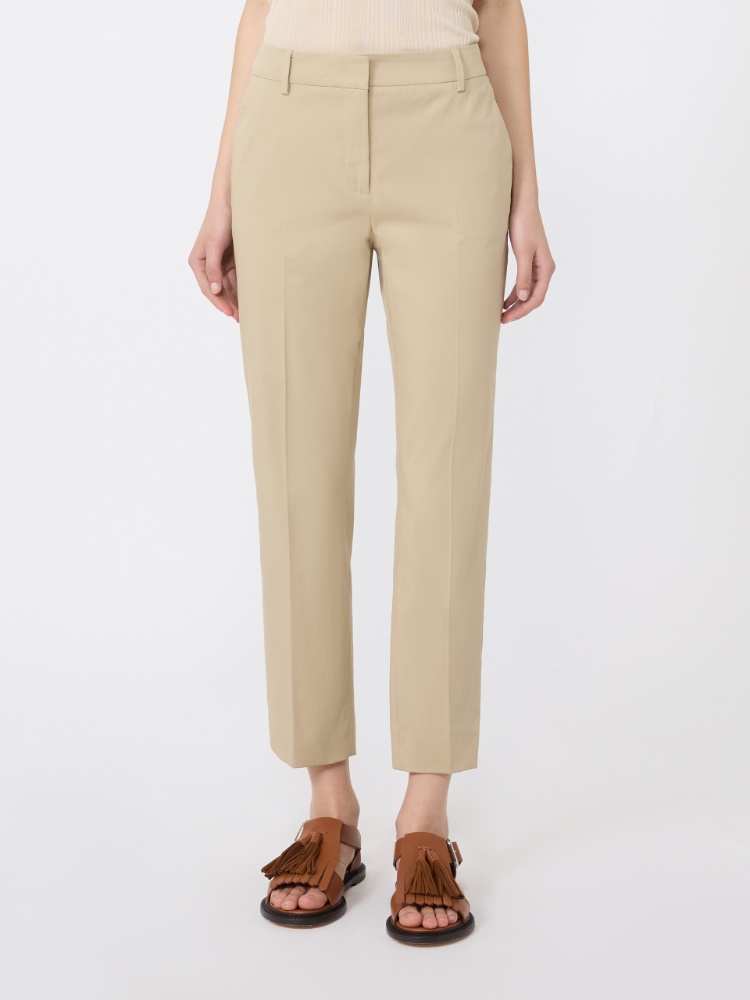 Slim-fit stretch cotton trousers - SAND - 2