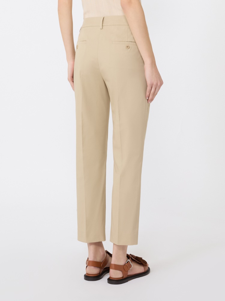 Slim-fit stretch cotton trousers - SAND - 3