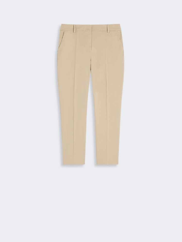 Slim-fit stretch cotton trousers - SAND - 4