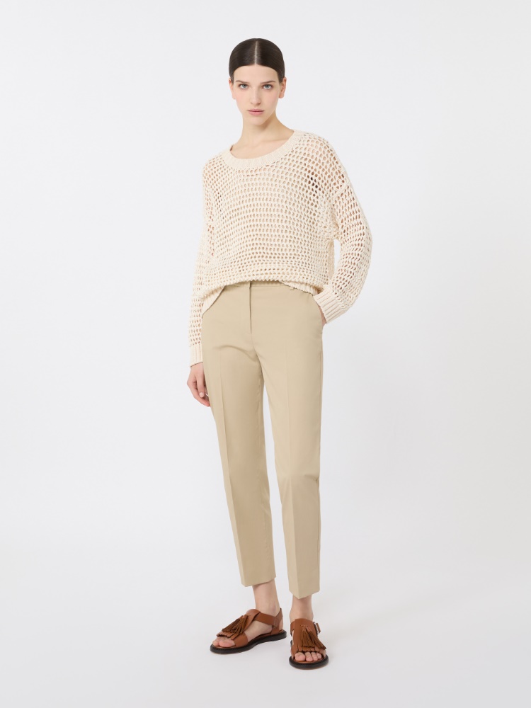Slim-fit stretch cotton trousers - SAND - 1