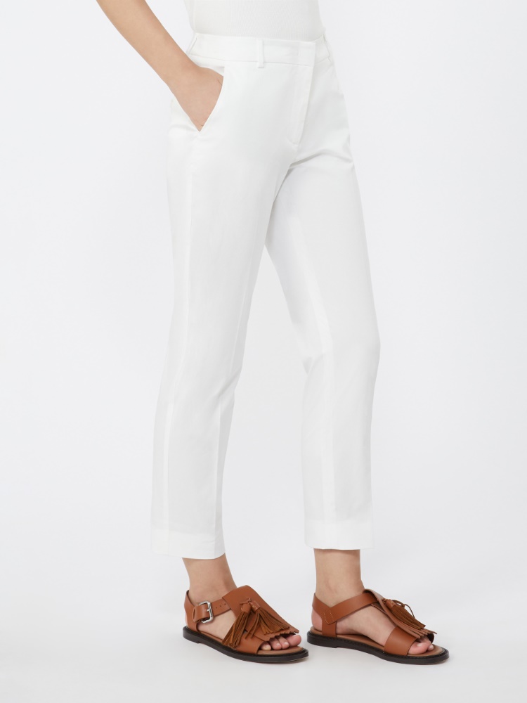 Pantalon coupe slim en coton stretch - BLANC - Max Mara - 2