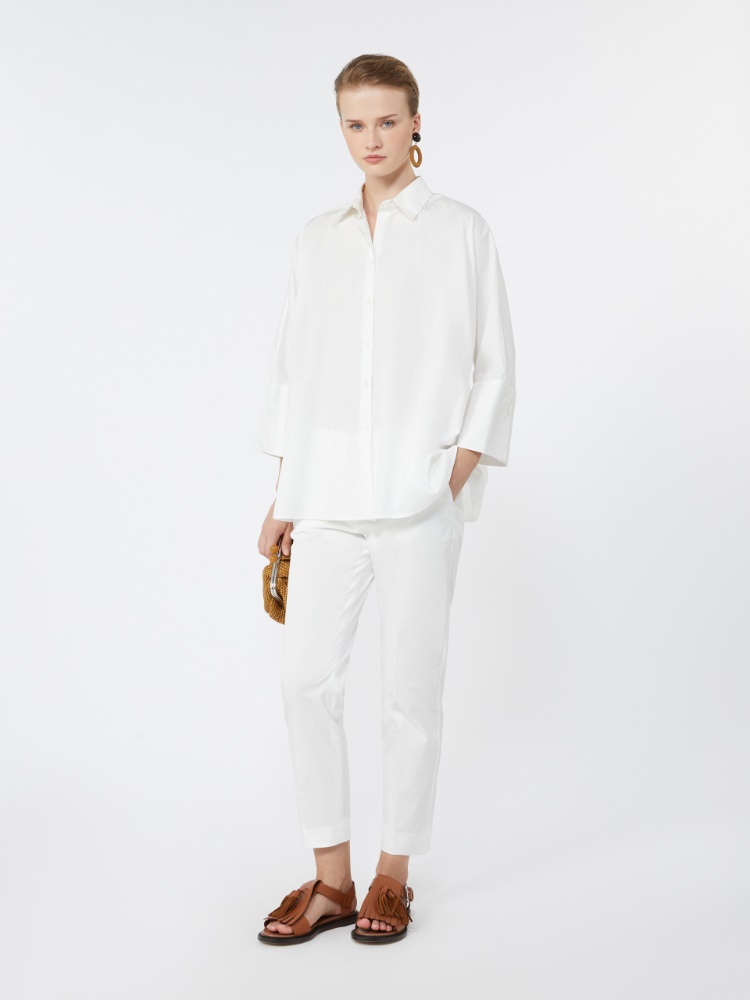 Pantalon coupe slim en coton stretch - BLANC - Max Mara - 1