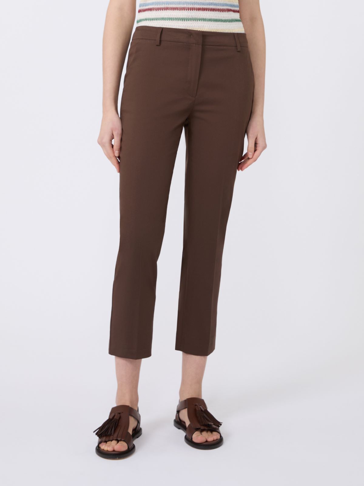 Slim-fit stretch cotton trousers - CHOCOLATE - Max Mara - 2