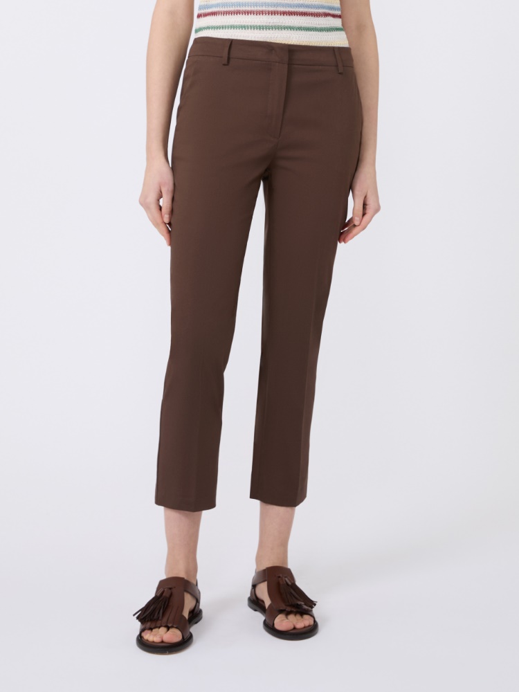 Slim-fit stretch cotton trousers - CHOCOLATE - Max Mara - 2