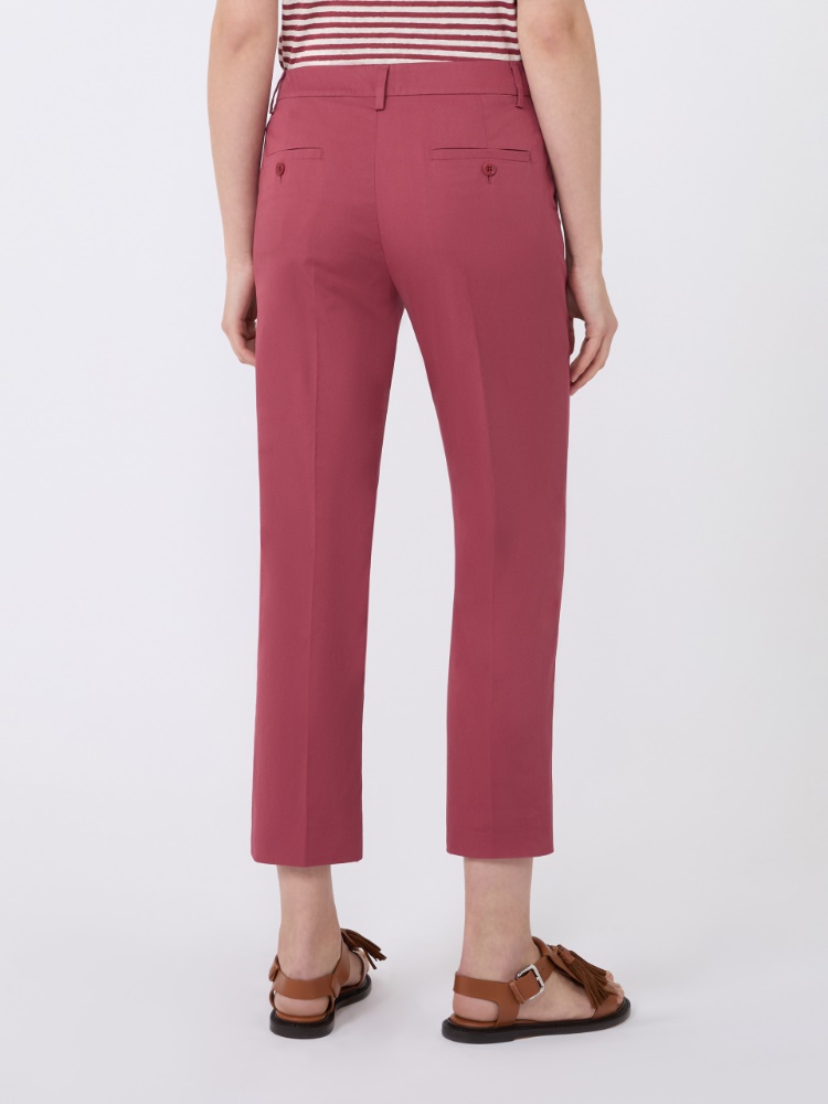 Slim-fit stretch cotton trousers - CHERRY - Max Mara - 3