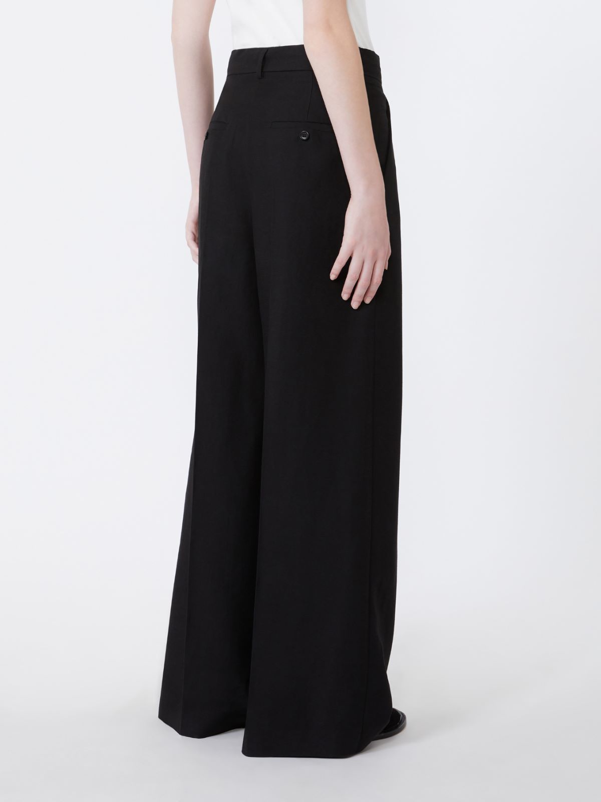 Viscose and linen wide-leg trousers - BLACK - Max Mara - 3