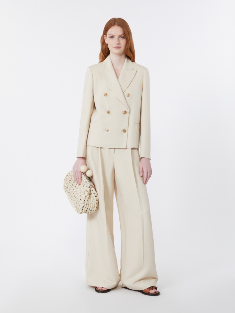 Weite Hose aus Viskose und Leinen + BEIGE - Max Mara