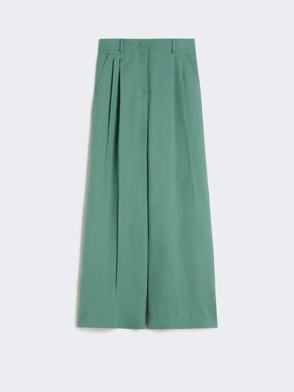Viscose and linen wide-leg trousers - GREEN - Max Mara - 4