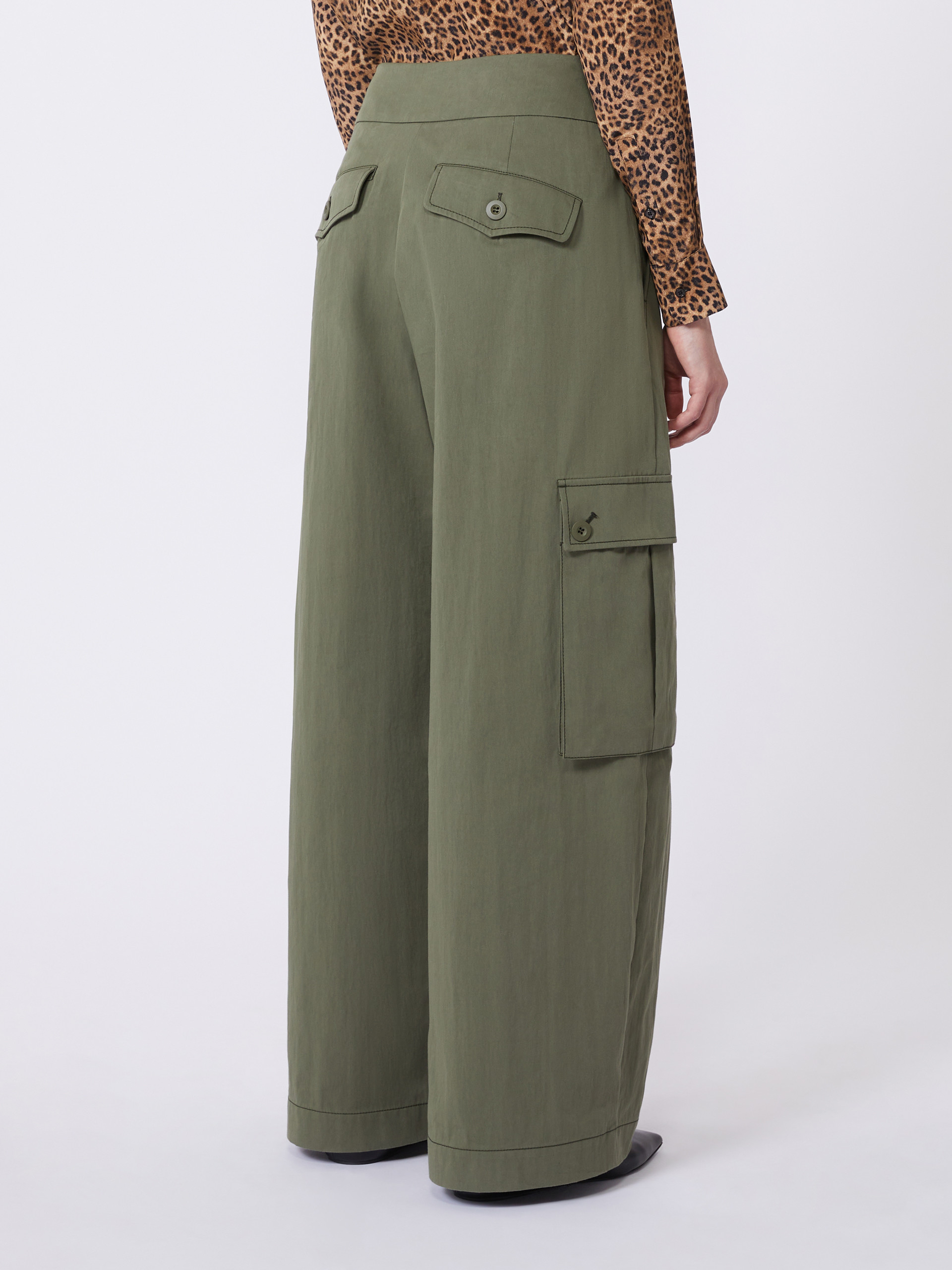 Cotton gabardine trousers - DARK GREEN - Max Mara - 3