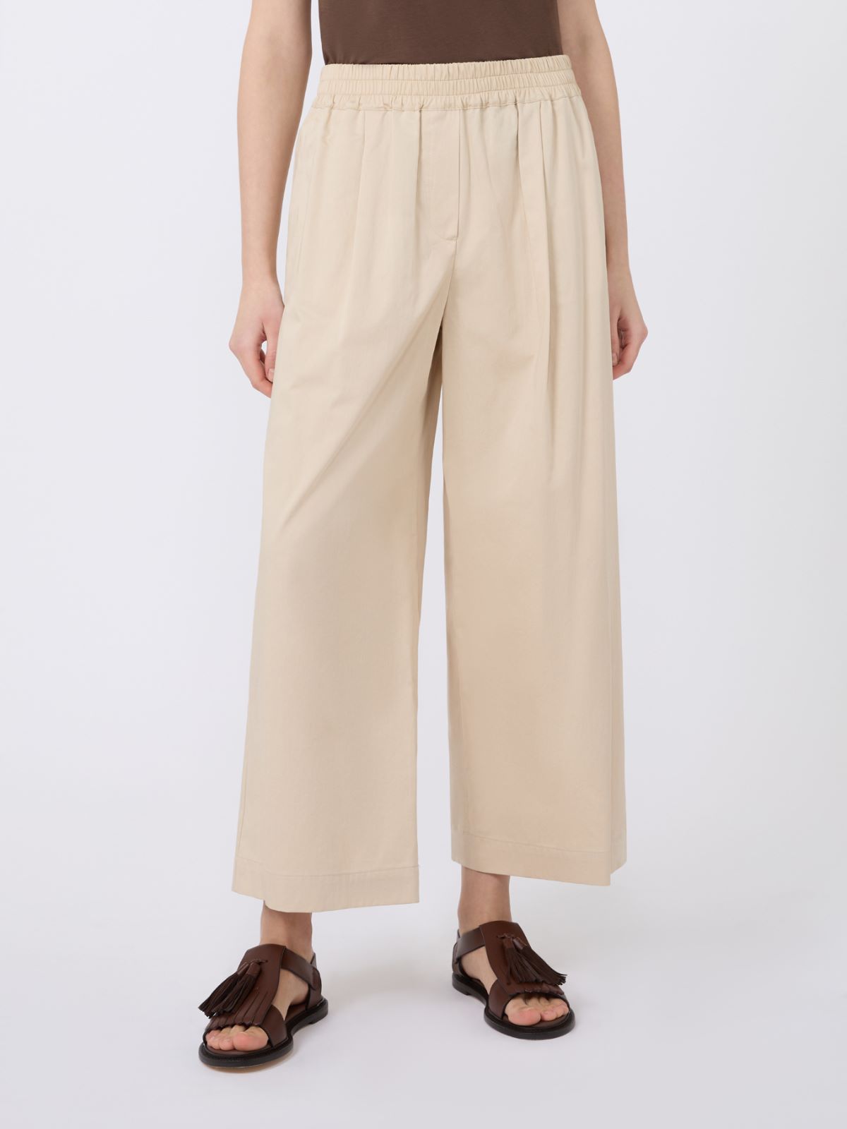 Cotton rasetto trousers - BEIGE - Max Mara - 2