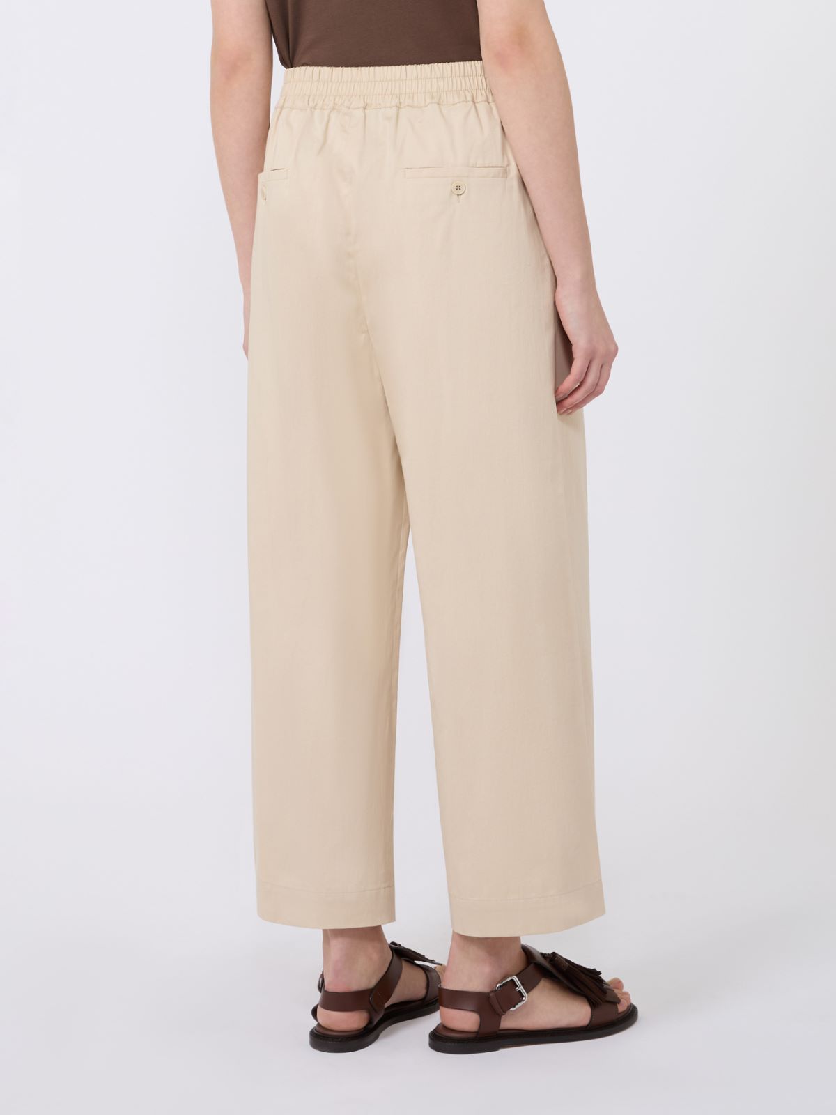 Cotton rasetto trousers - BEIGE - Max Mara - 3