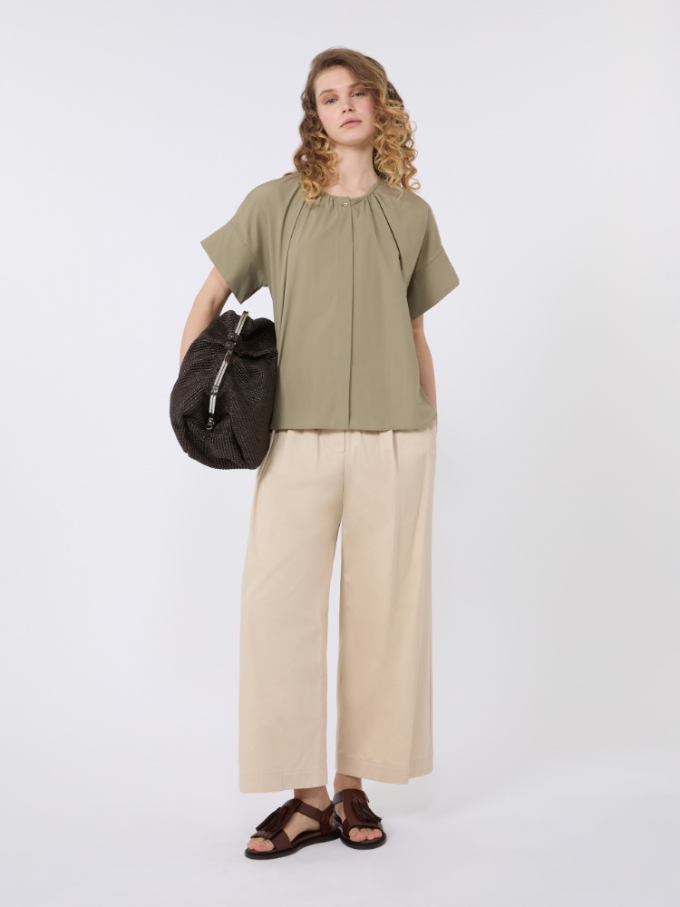 Cotton rasetto trousers - BEIGE - Max Mara - 1