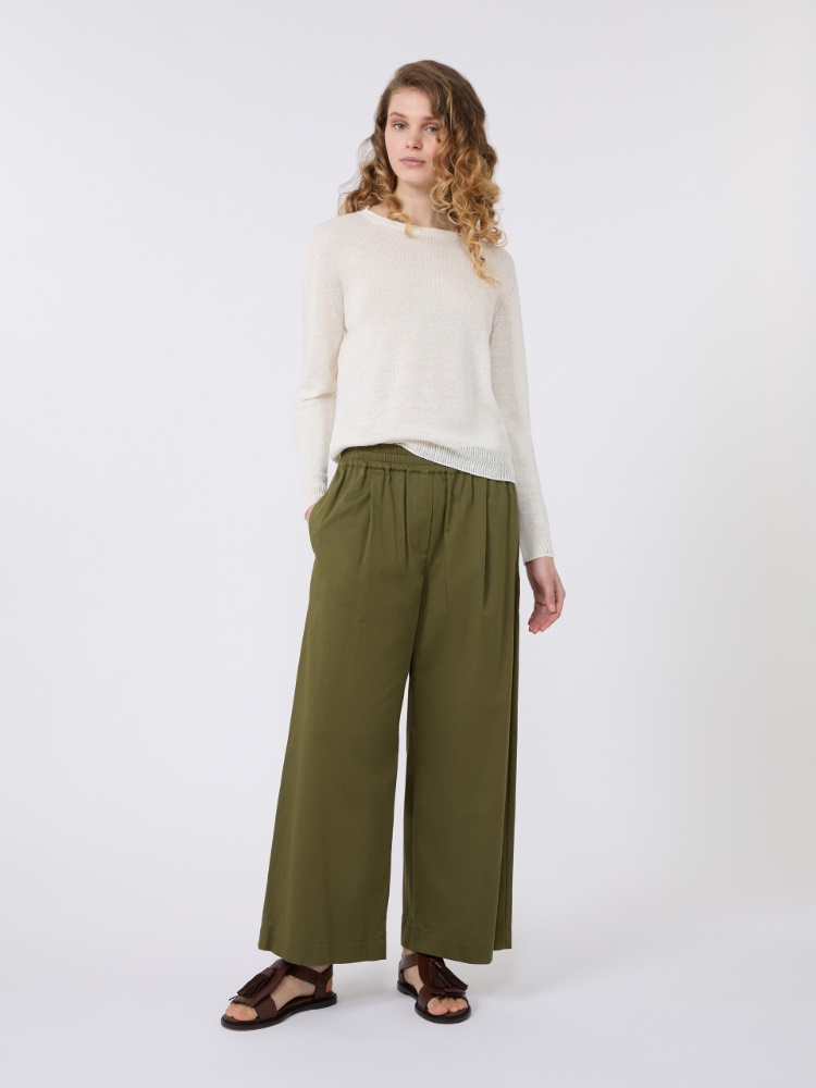 Pantalon en satin de coton - KAKI - Max Mara - 1
