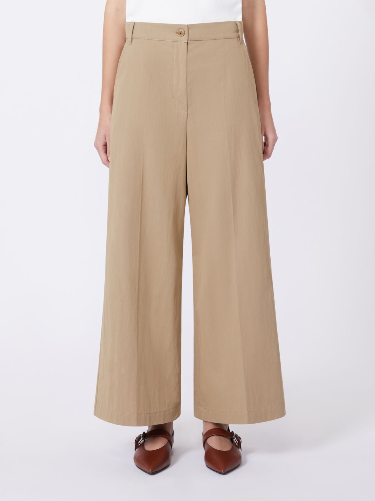 Washed gabardine trousers