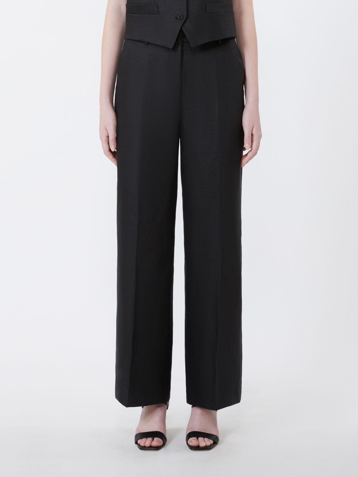 Linen canvas trousers - BLACK - Max Mara - 2