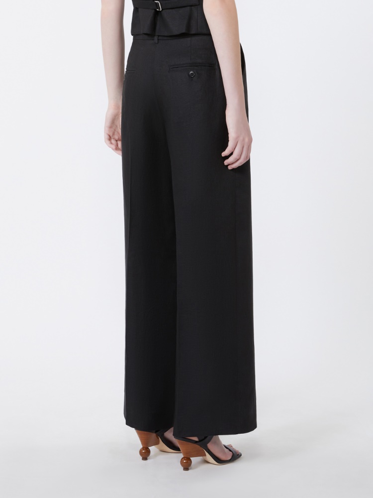 Linen canvas trousers - BLACK - Max Mara - 3
