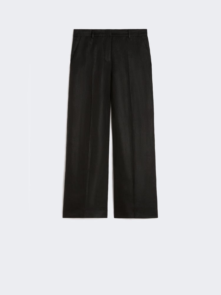 Linen canvas trousers - BLACK - Max Mara - 4