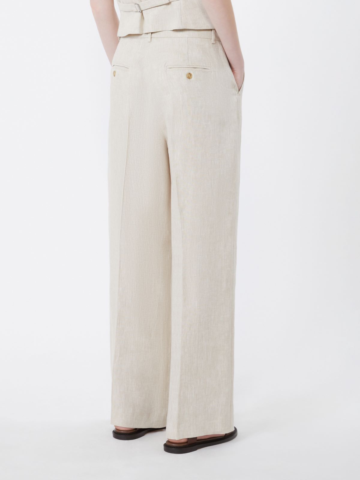 Linen canvas trousers - ECRU - 3