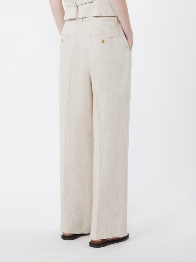 Linen canvas trousers - ECRU - 3