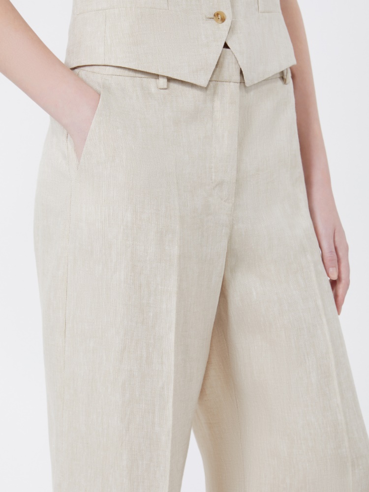 Linen canvas trousers - ECRU - 4