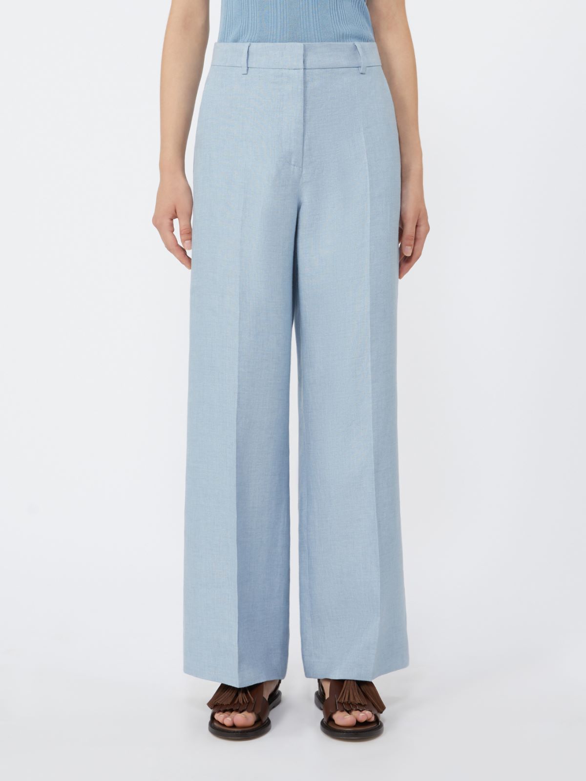 Linen canvas trousers - LIGHT BLUE - Max Mara - 2