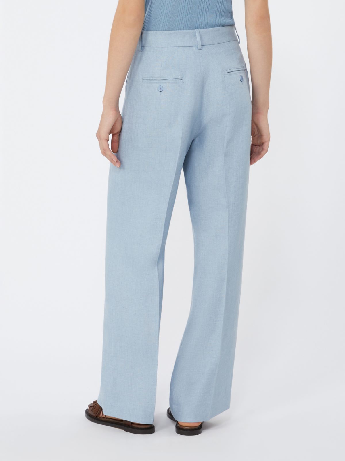 Linen canvas trousers - LIGHT BLUE - Max Mara - 3