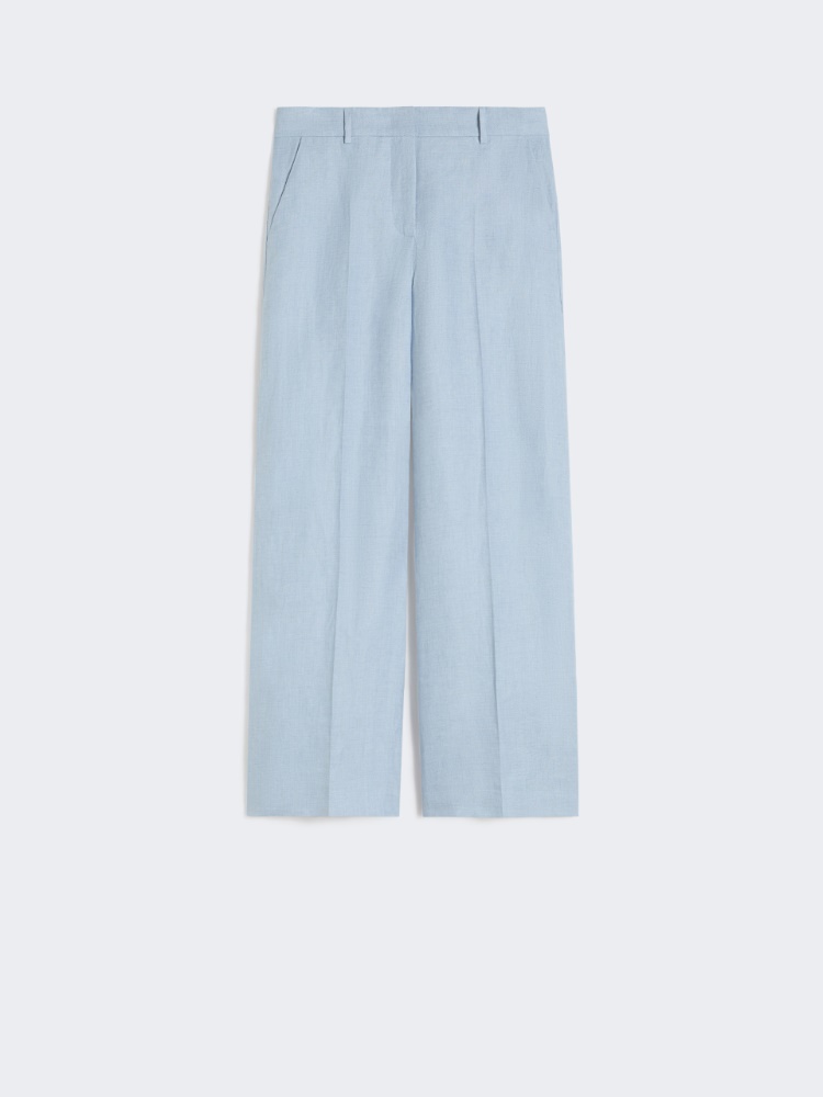 Linen canvas trousers - LIGHT BLUE - Max Mara