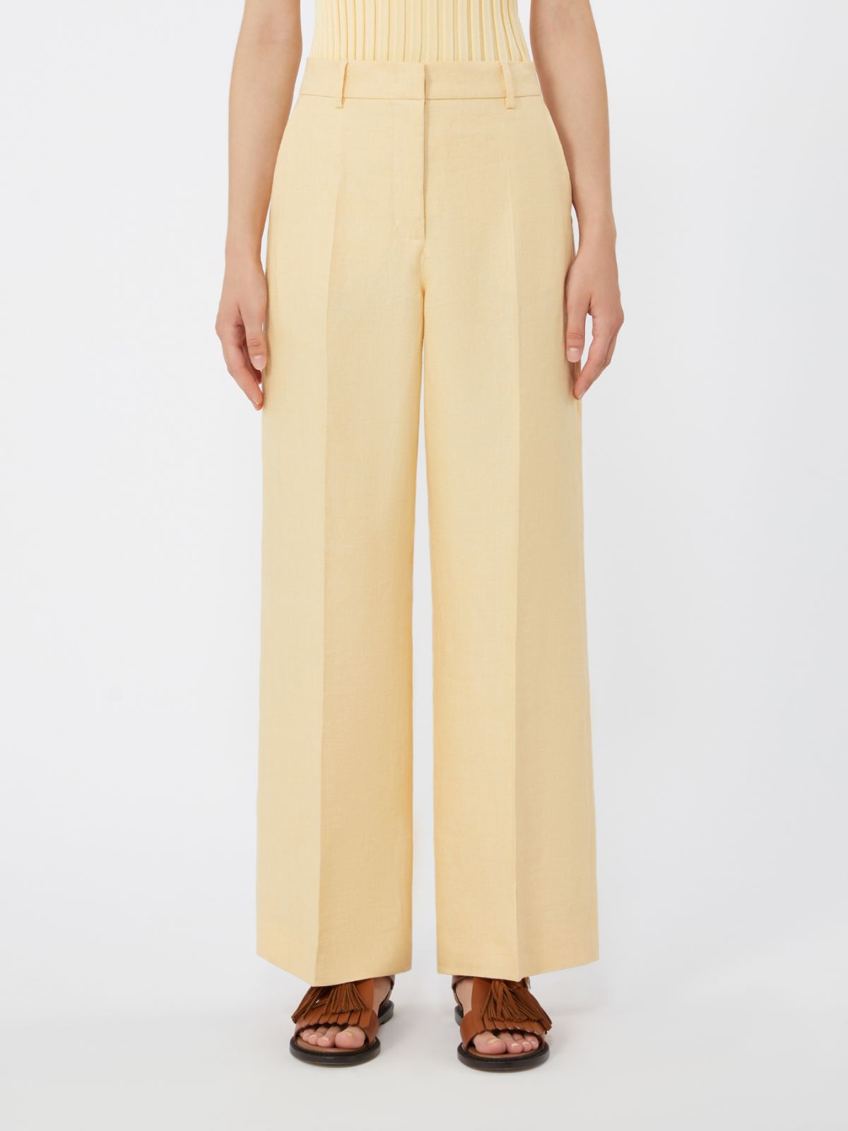 Linen canvas trousers - LIGHT YELLOW - Max Mara - 4