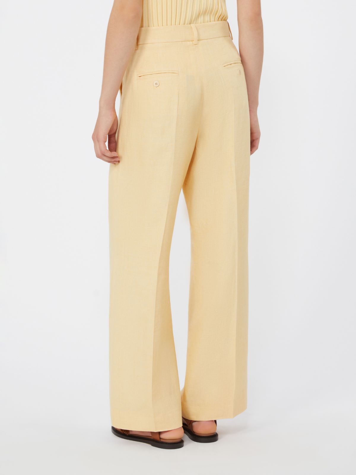 Linen canvas trousers - LIGHT YELLOW - Max Mara - 4