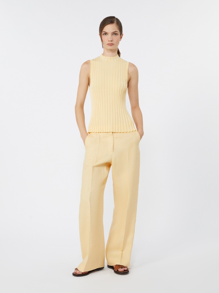 Linen canvas trousers - LIGHT YELLOW - Max Mara
