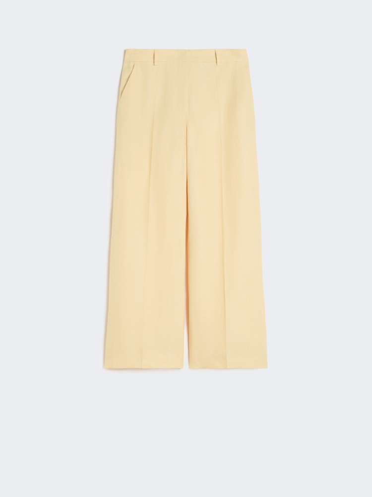 Linen canvas trousers - LIGHT YELLOW - Max Mara