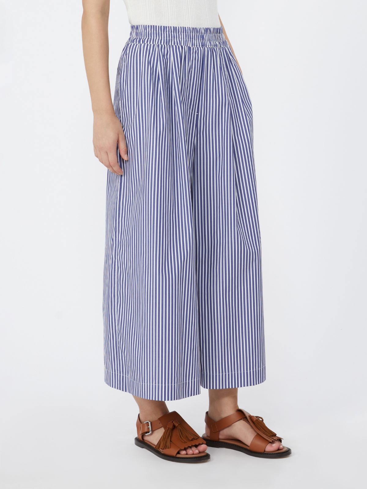 Cropped cotton poplin trousers - NAVY - Max Mara - 4