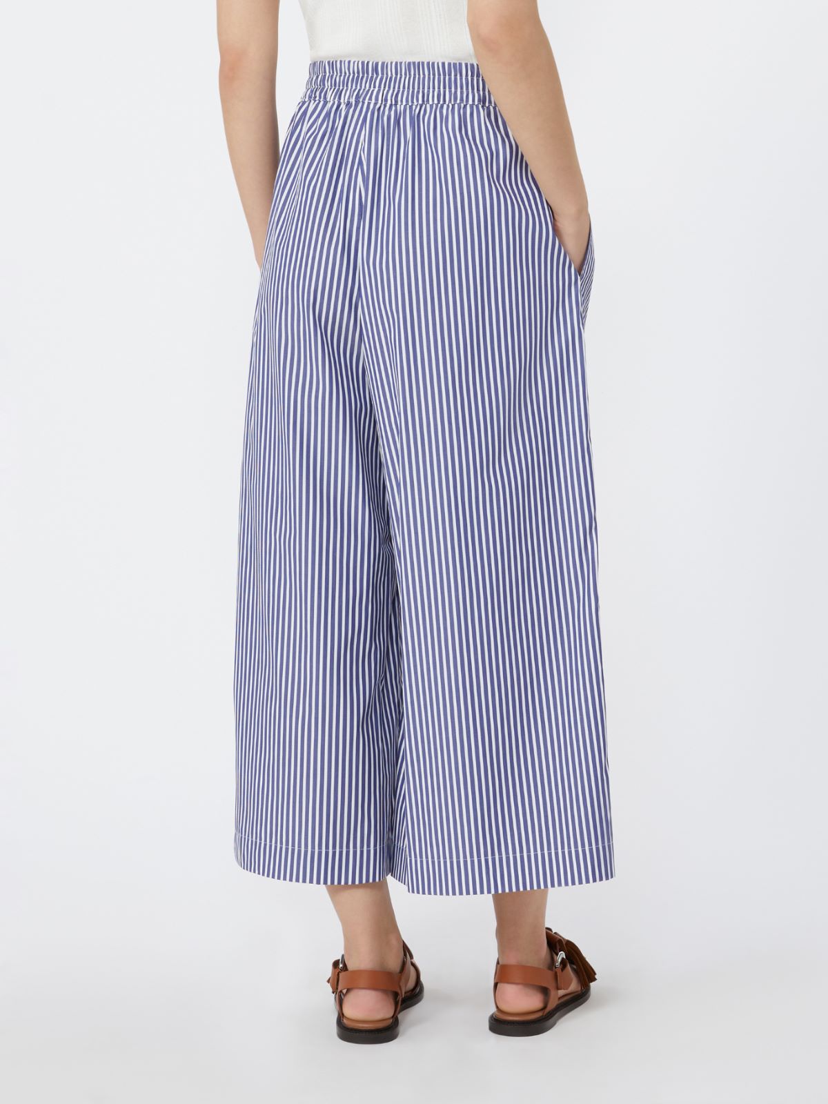Cropped cotton poplin trousers - NAVY - Max Mara - 4
