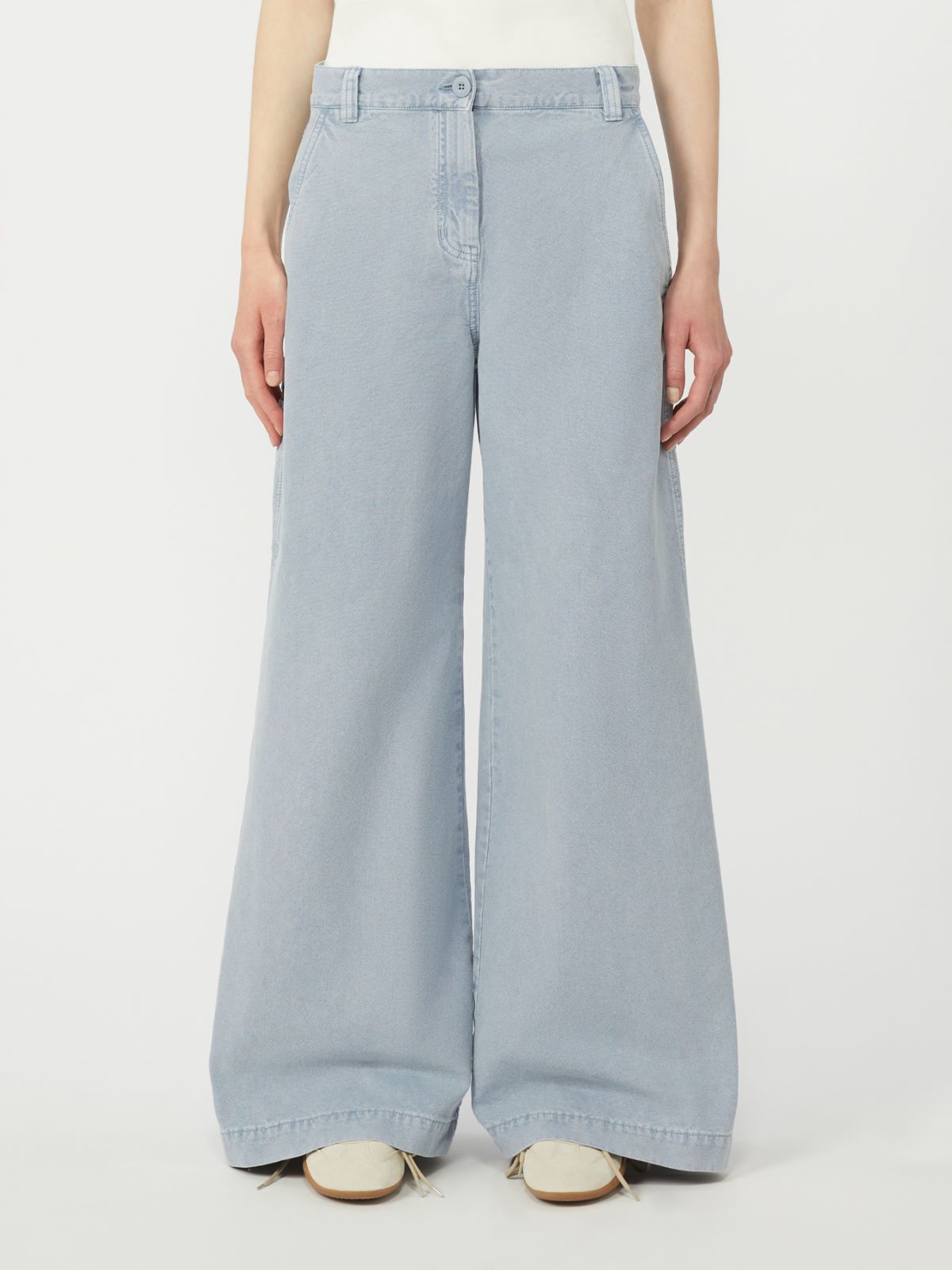 Cotton canvas wide-leg trousers - LIGHT BLUE - Max Mara - 5