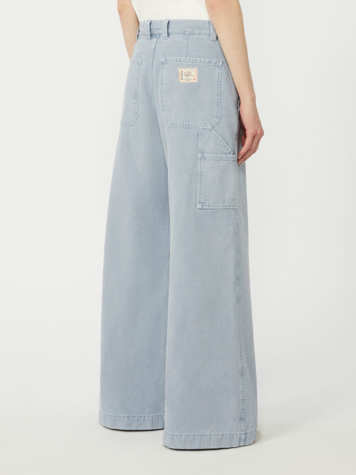 Cotton canvas wide-leg trousers - LIGHT BLUE - Max Mara - 5