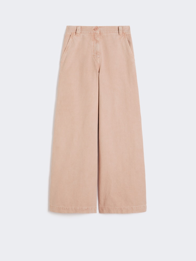Cotton canvas wide-leg trousers - PINK - Max Mara