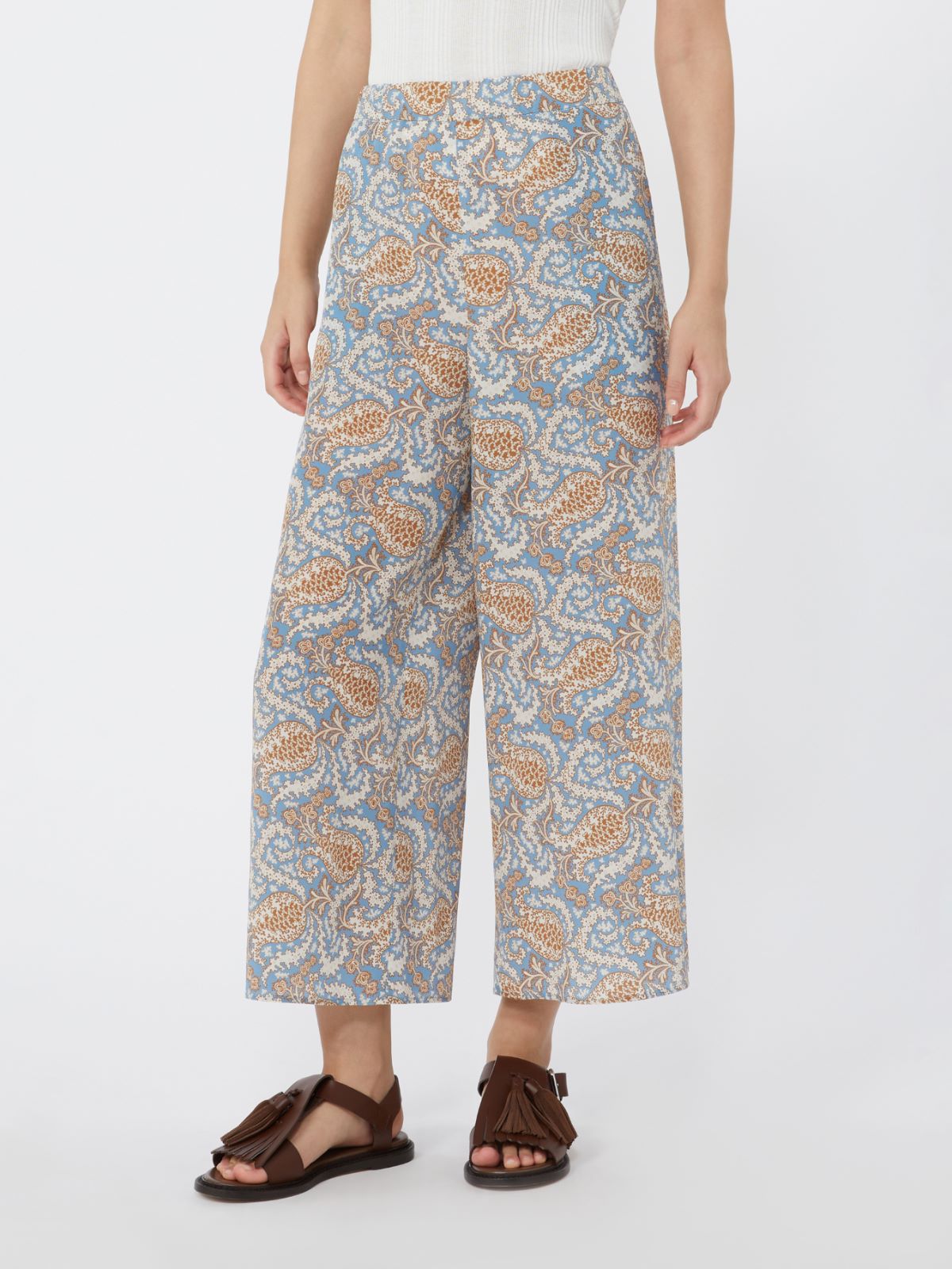 Pantalone in crêpe de Chine stampata - AZZURRO - Max Mara - 2