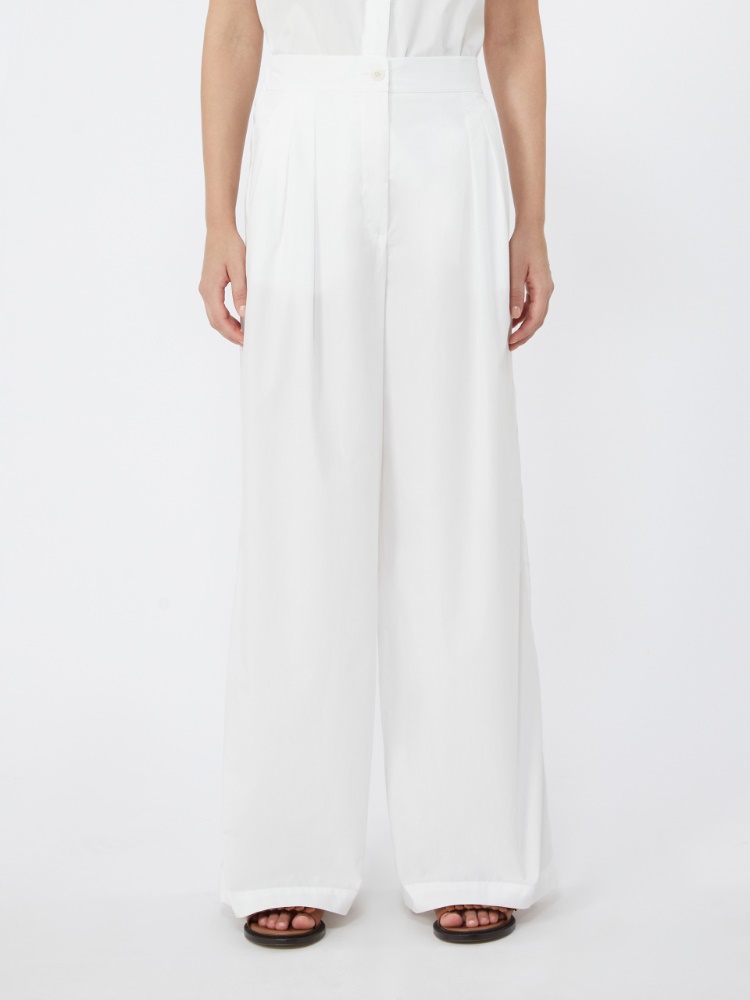 Wide-leg cotton poplin trousers - WHITE - 2