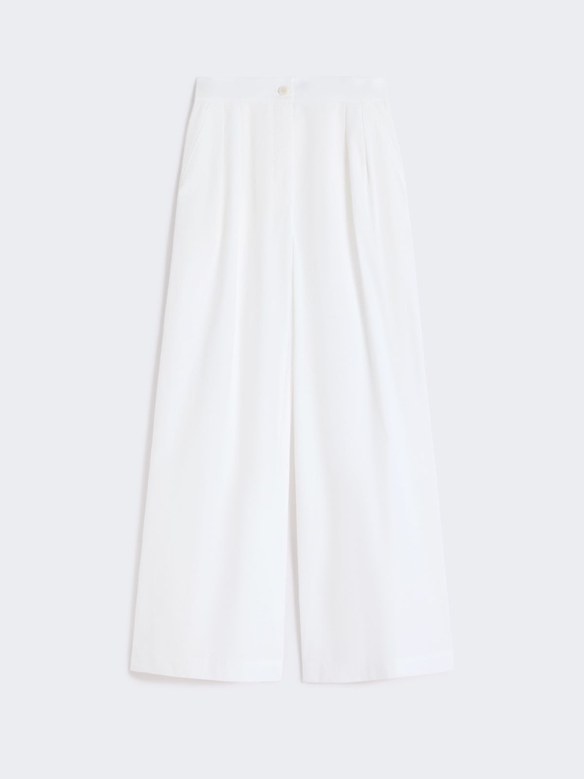 Wide-leg cotton poplin trousers - WHITE - 4