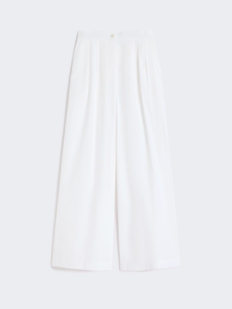 Wide-leg cotton poplin trousers - WHITE - 4