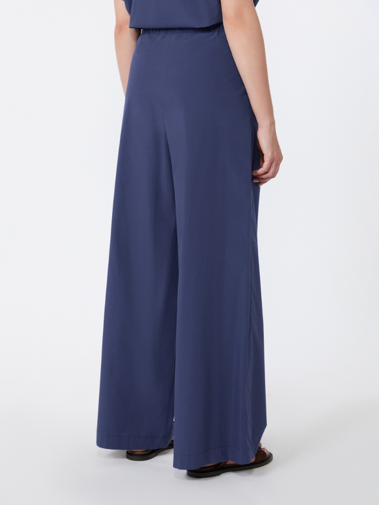 Wide-leg cotton poplin trousers - NAVY - 3