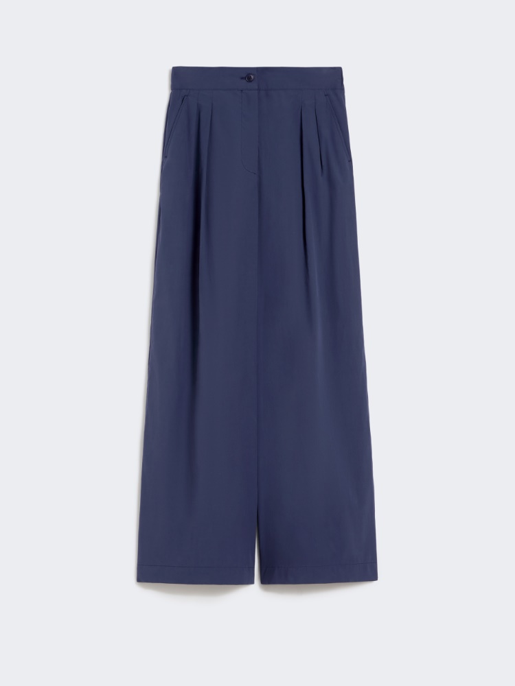 Wide-leg cotton poplin trousers - NAVY - 5