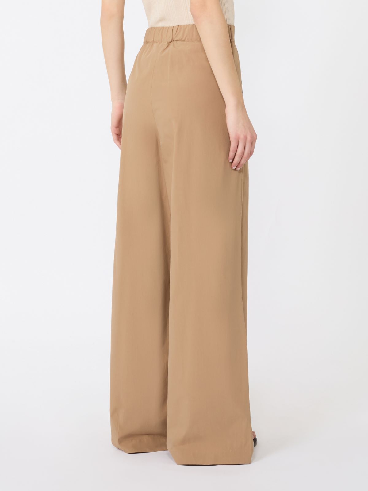 Wide-leg cotton poplin trousers - TOBACCO - 3