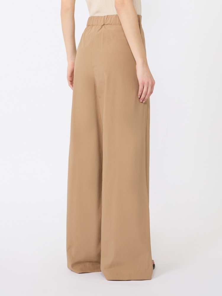 Wide-leg cotton poplin trousers - TOBACCO - 3